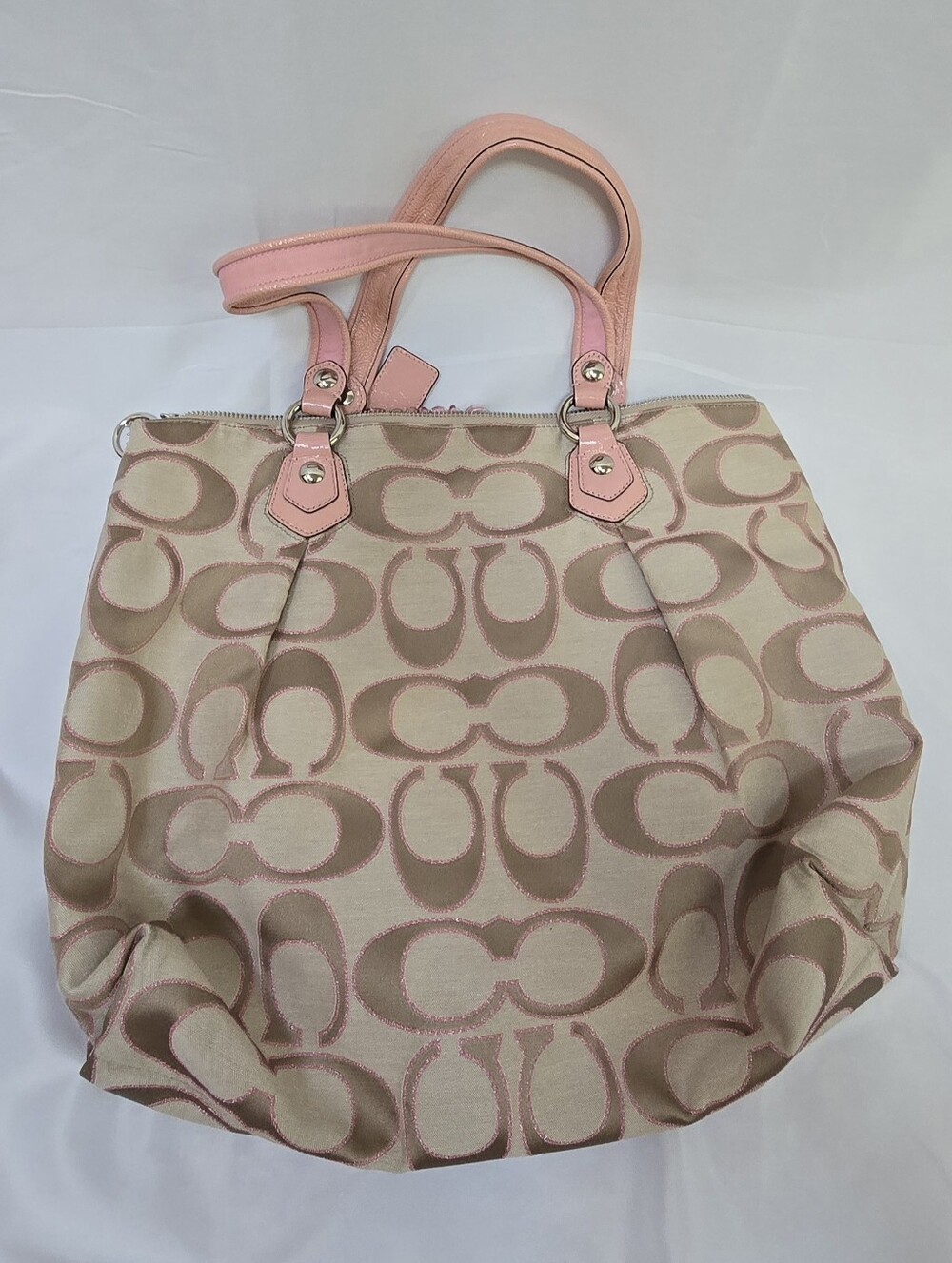 Coach Poppy 16289 Sweetheart Pink Lurex Signature Glam Tote Y2K - Picture 5 of 12